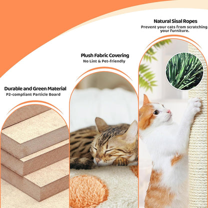 Yaheetech 57.5In Cat Tree Tower, Multi-Functional Activity Center W/Cat Paw-Shaped Platform, Scratching Posts, 2 Condos and Dangling Balls for Indoor Cats to Relax