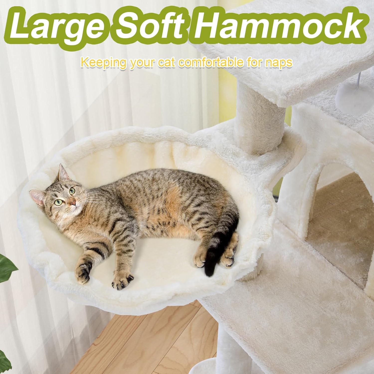 Cat Tree Tower with Metal Frame Hammock, 40'' Cat Trees for Indoor Cats Large Adult, Cat Towers with Scratching Post, Cats Condo Furniture with Cloud Top Perch, Cats Climbing Tower for Kittens(White)